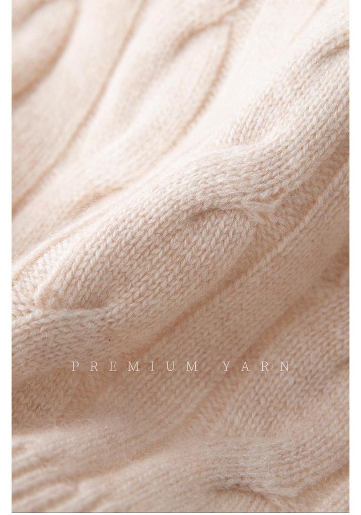 Women's Wool Double Zipper Cable Knit Cardigan - Autumn/Winter Fashion Coat