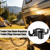 Towing Plugs Organizer Trailer Safety Chain Holder with 7-Way Bracket, Heavy-Duty Aluminum Alloy Hitch Storage for RV Mount, Universal Fit Accessory
