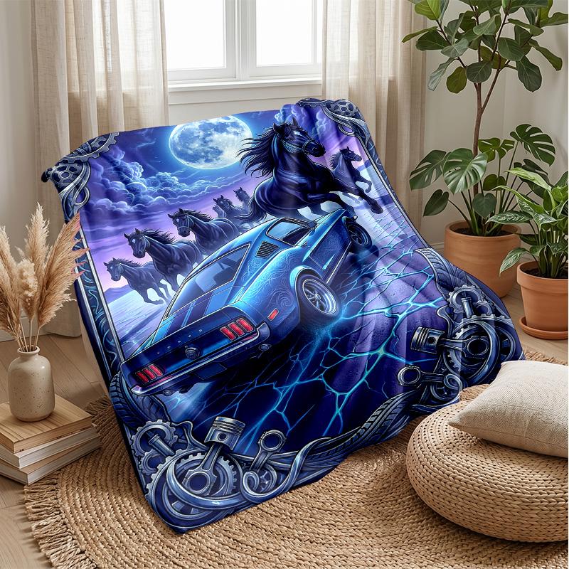 Magical Horse Dance 1 Theme Blanket Lightweight Warm Flannel Blanket Decorative Throw Blanket for Home Decoration