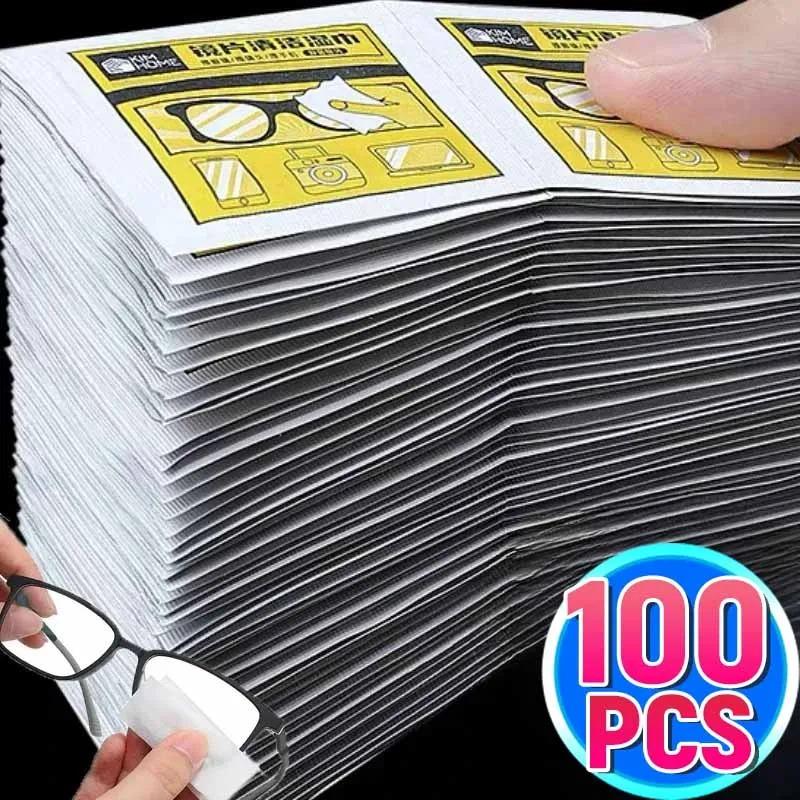 

100 шт., высококачественная салфетка для чистки очков, салфетка для чистки очков, салфетки для чистки экрана телефона, оптовая продажа 100 pcs with a set