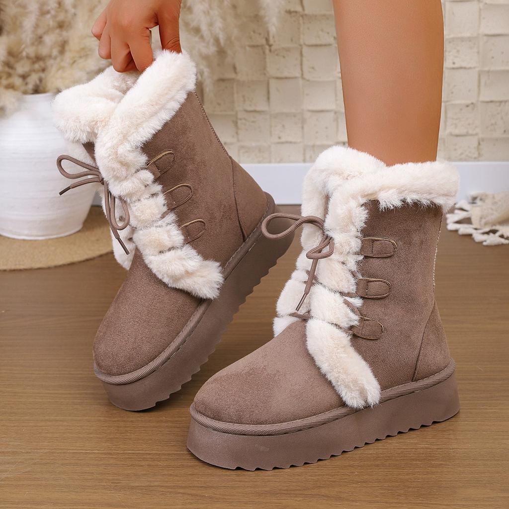 Bottes de neige rembourrées légères confortables chaudes froides antidérapantes résistantes à l'usure baskets décontractées d'extérieur bottes en coton mi-mollet