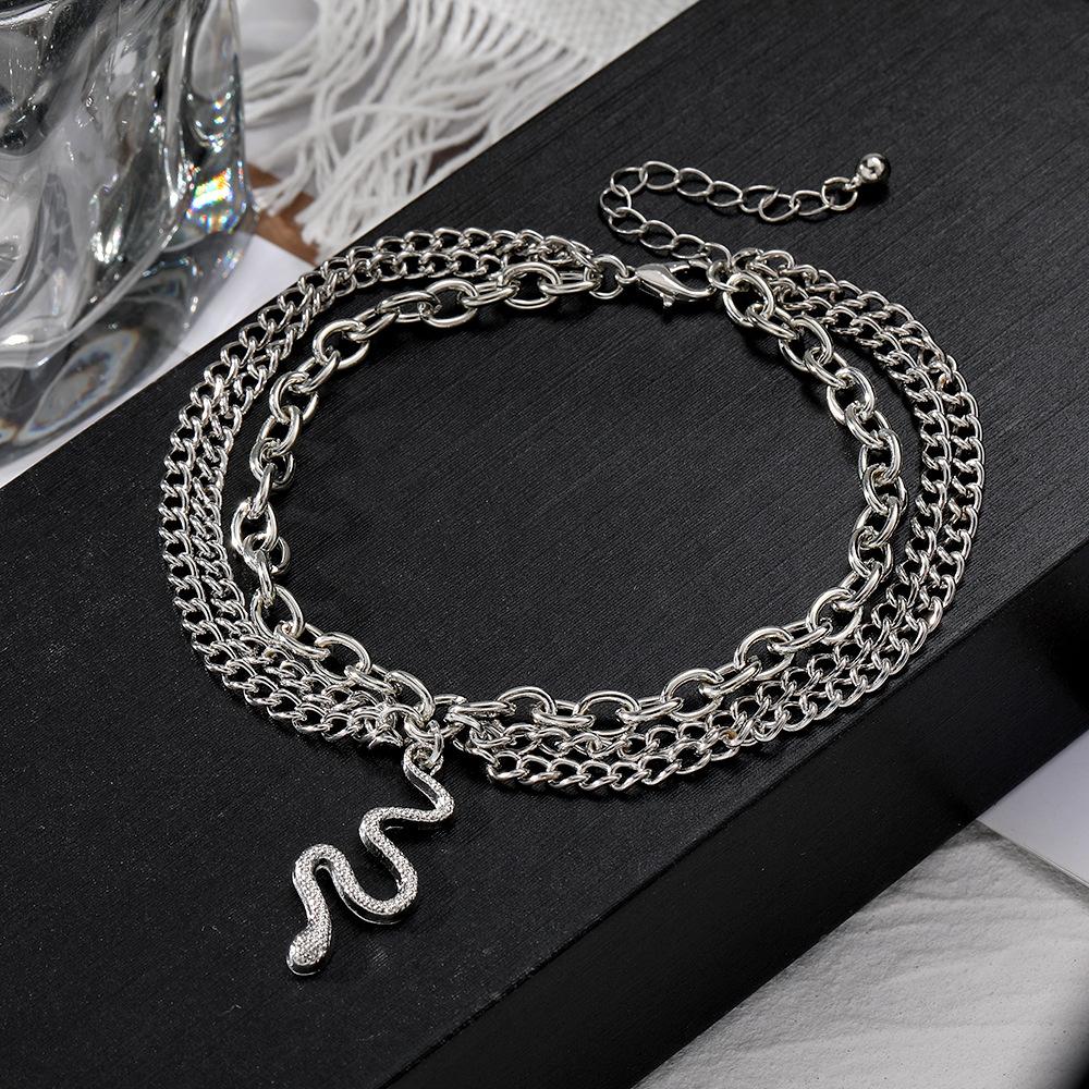 Bohemian Beach Three Layers Snake Shape Anklet for Ladies