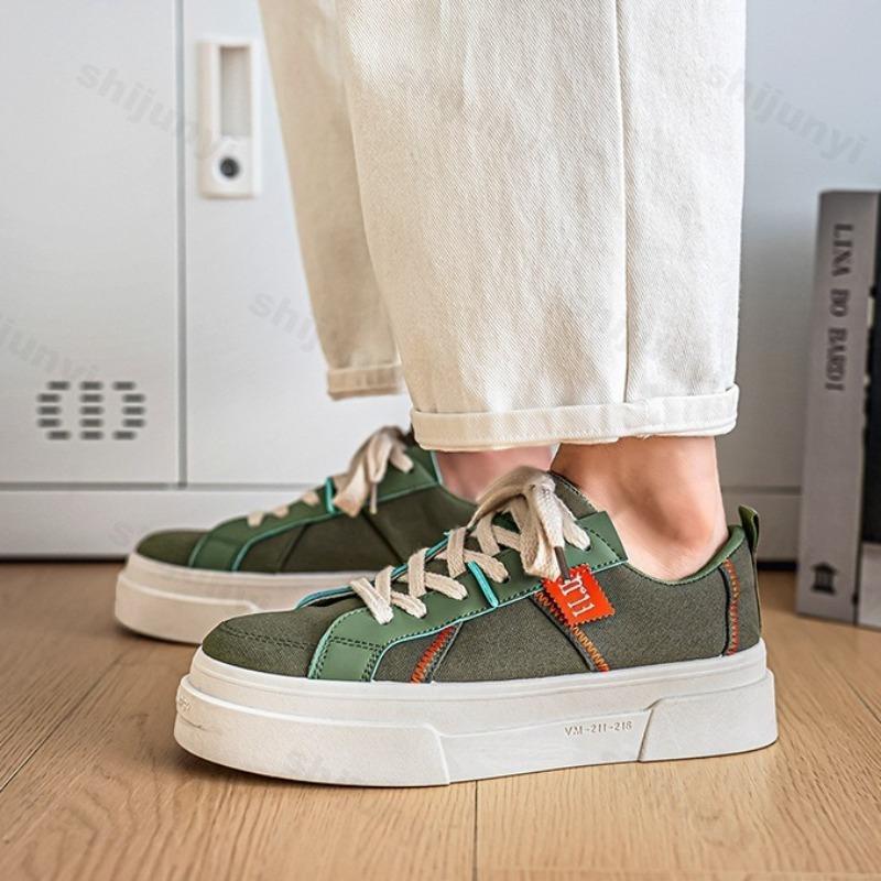 Mode Modetrend Lässige Schuhe mit dicker Sohle für Herren 2025 Frühling Neu Low Top Bequem Rutschfest Schnürschuhe Vielseitige Plateau-Sneaker