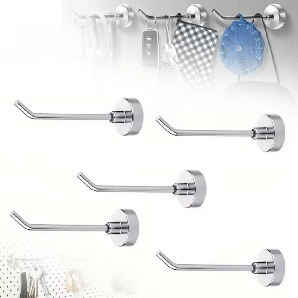1/5PCS Heavy-duty Metal Strong Magnetic Hook Punch-free Magnet Holder  Kitchen Bathroom Accessories