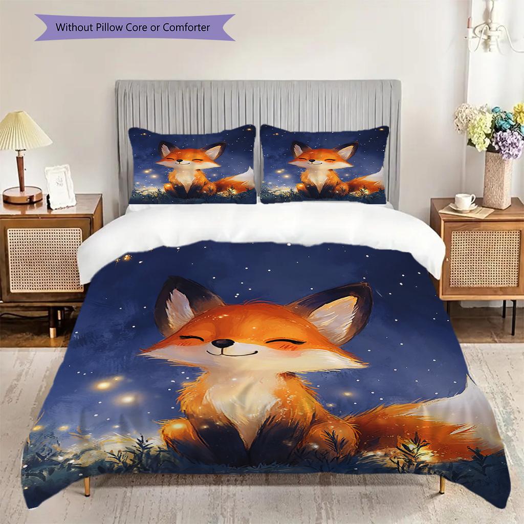 Set Copripiumino Trapuntato con Motivo Volpe Federa Decorazione per la Casa Regalo di Compleanno (1 * copripiumino + 2 * federa, senza nucleo)