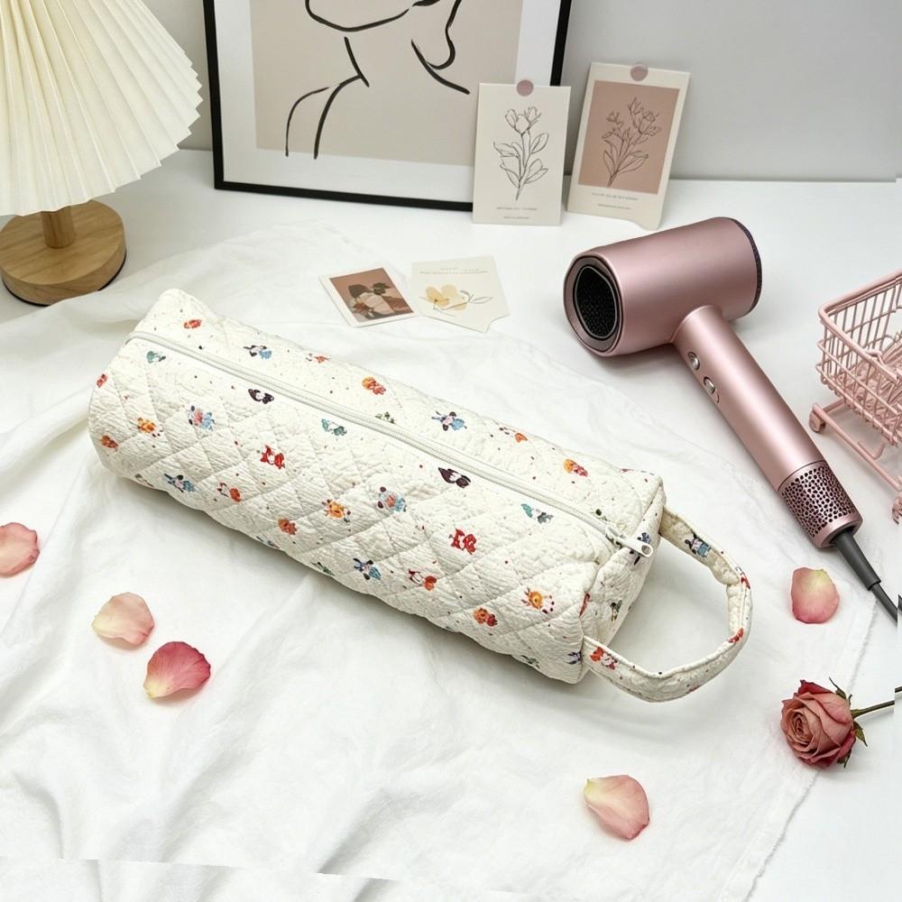 Quilting Cotton Hair Dryer Storage Bag with Handle Large Capacity Curler Storage Bag Dustproof Hair Dryer Protective Case