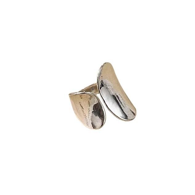 Ring Female Fashionable Personality Simple Skeleton Finger Ring Index Finger Wide Version Glossy New Niche Design Art Deco Geometric Ring