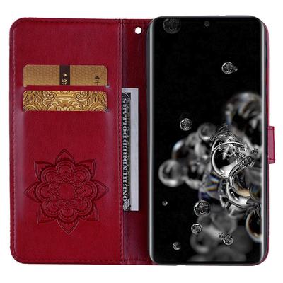 For Samsung Galaxy S25 Ultra Case Owl Flower Imprinted Leather Cover Wallet with Strap