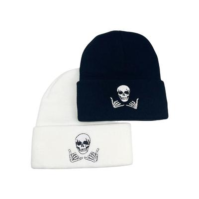 New Hip Hop Men's Knitted Hat Elastic Thicken Cold Cap Embroidered Skull Women's Winter Cap Outdoor Ski