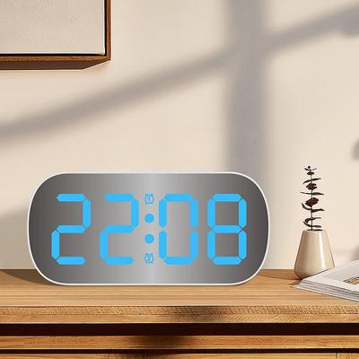 Spiegel Digital Wecker Temperatur Datum Anzeige Nacht Modus Snooze Tisch Uhr 5 Level Helligkeit Dual Alarm12/24H LED Uhr