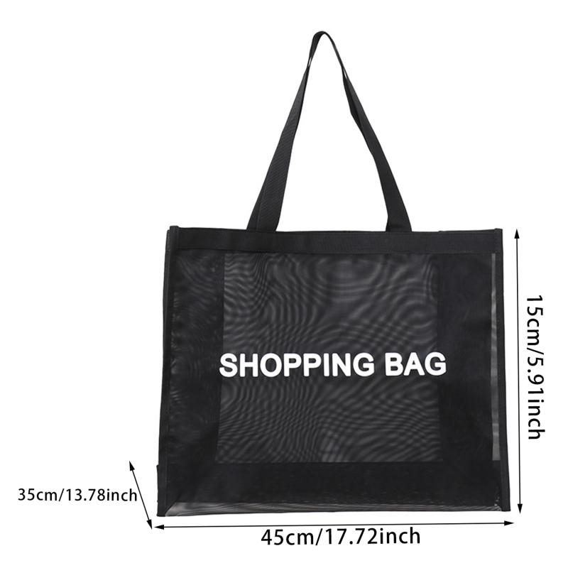

2025 Transparent Mesh Shopping Bag Transparent Nylon Large Capacity One Shoulder Handbag Breathable Beach Travel Storarge Bag