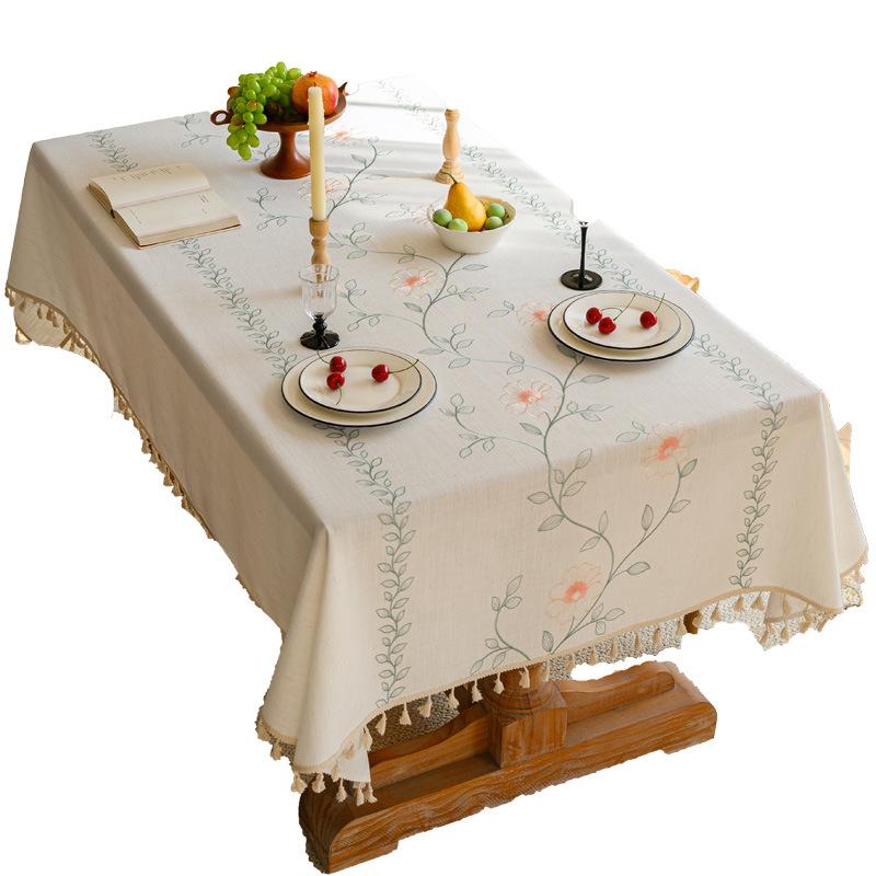 Tablecloth French White Simple Light Luxury High-End Dining Table North Style Table Fabric Square Cover