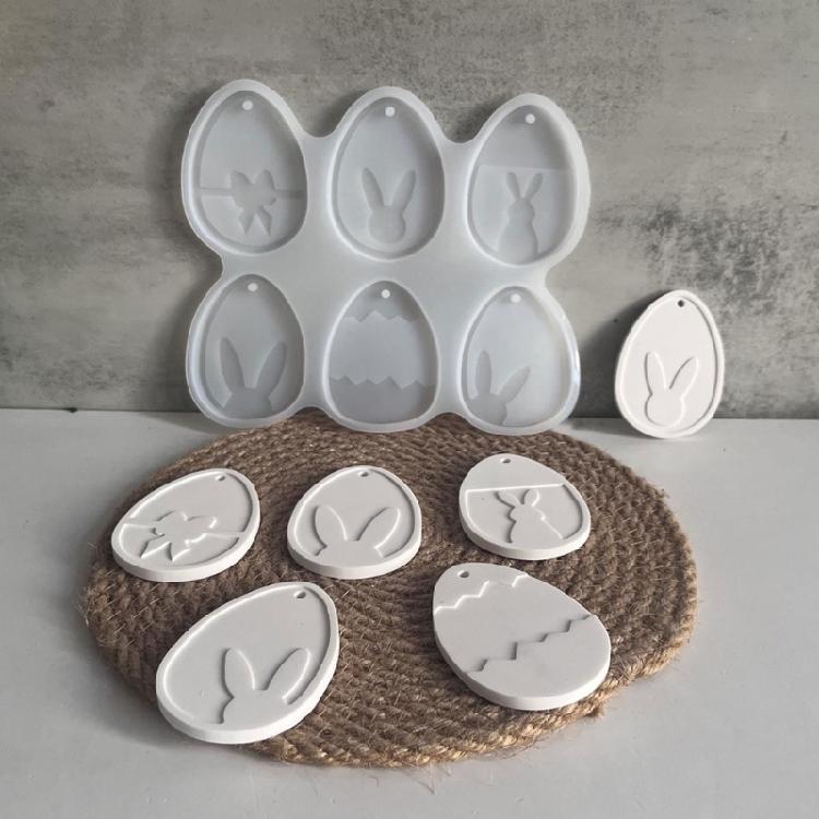 Easy Release Silicone Mold for Rabbit Eggs Pendant Handmade Easter Keychain Accessories Mould Handmade Craft Supplies