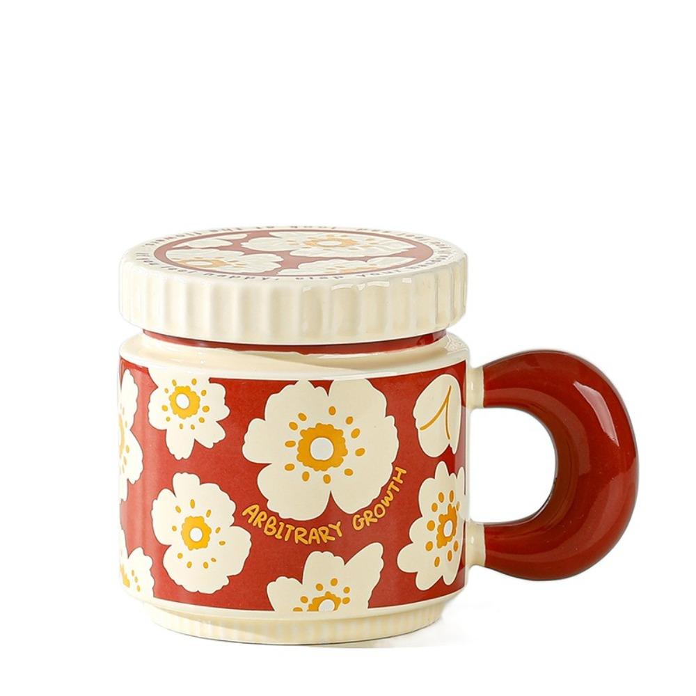 China-Chic Flowers Ceramic Mug Large Capacity Milk Cup Creative Couple Cups  Home