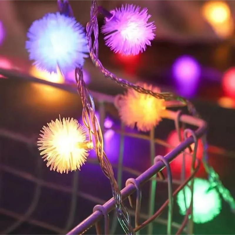 LEDs Snow Pompon Fairy Dandelion String Lights For Festival Christmas Party Wedding Garden Decoration DIY Lighting