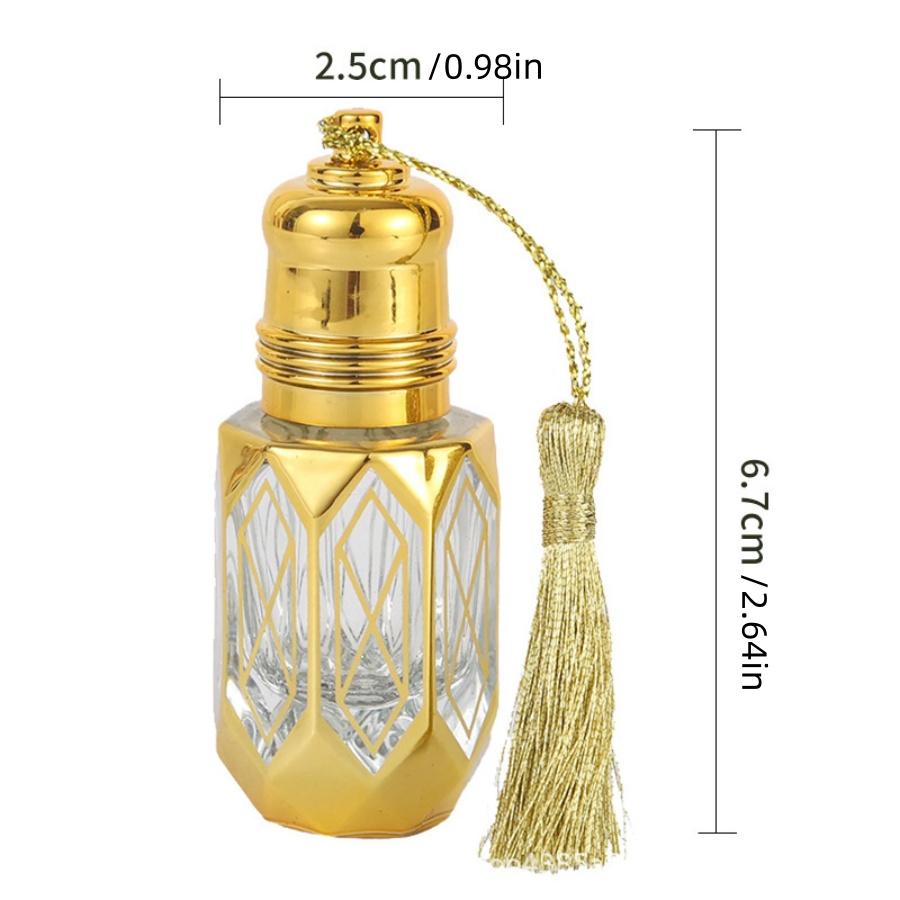 1pc6mlEssential Oil Dispensing Bottle Middle East Arab Dubai Cosmetic Perfume Dispensing Bottle Tassel Cap Travel Portable Trans