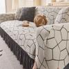 Jacquard Sofa Cover with Skirt Universal Full Coverage Stretch Slip Proof Fabric Couch Dust Protector