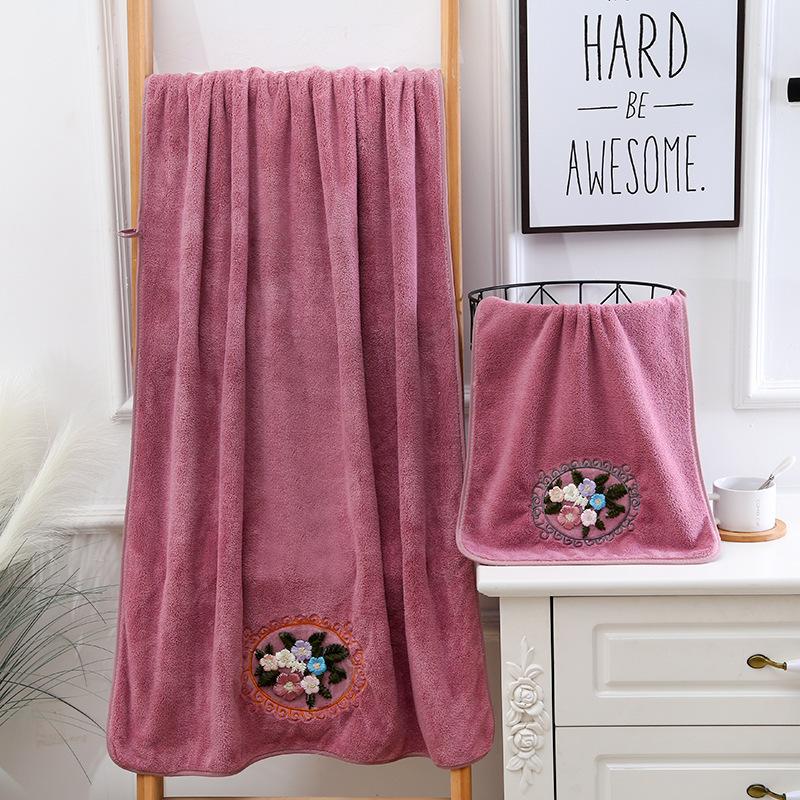 Mirror Flower High-density Coral Fleece Towel Bath Towel Mother Towel Home Face Towel Soft and Absorbent