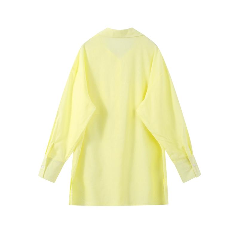 Sommer Freizeit Gelber Anzug Damen Locker Langärmeliges Hemd+Rock Mode 2-teiliges Set Pendler Rockset