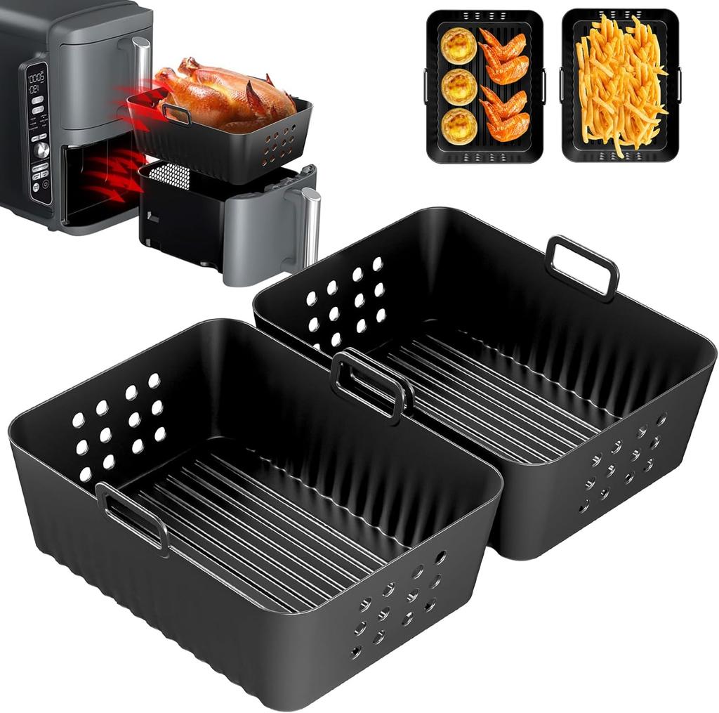 Set di Stampi in Silicone/Griglie/Utensili per Friggitrice ad Aria per Ninja Double Stack XL/Foodi SL400EU, AF300EU/AF400EU 7.5L-9.5L