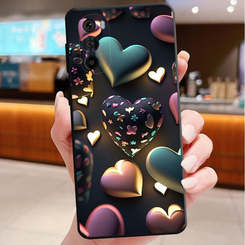 Phone Case For Motorola Edge 50 40 Pro 60 50 40 30 Ultra Neo Fusion Moto G85 G72 G53 G54 G84 G13 G32 Pink Gold Love heart
