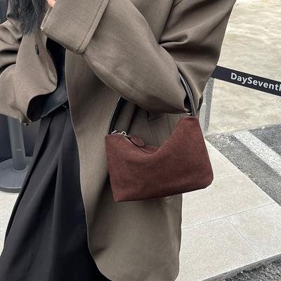 Premium Touch Bag Suede Cowhide Carry-on Lunch Box Bag Clutch Bag Retro Hand Crossbody Bag for Women