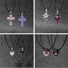 Gothic Liquid Heart Pendant Necklace Devil Eye Cross Choker Punk Devil Eye Clavicle Chain for Women Jewelry Accessories
