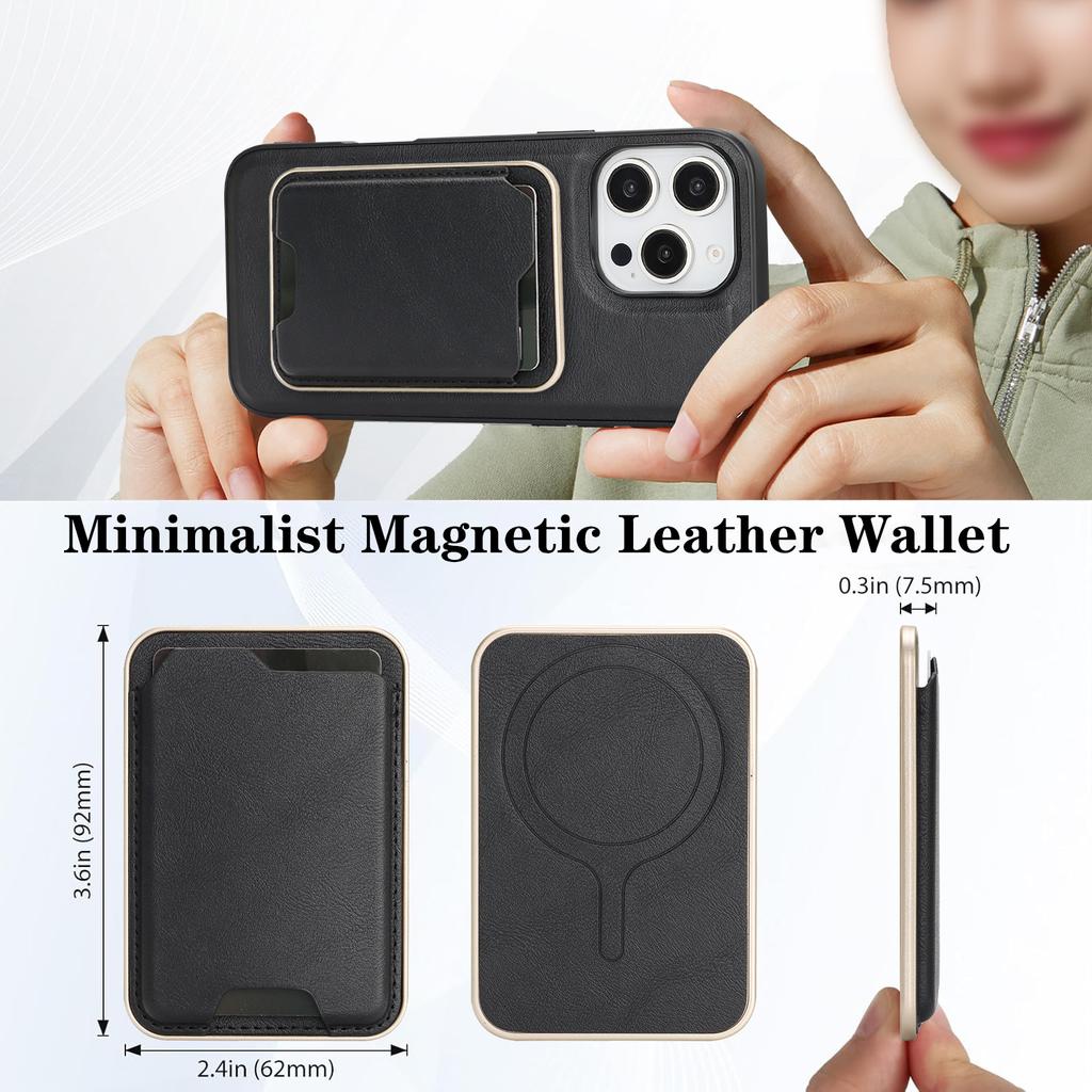 For iPhone 13 Pro Max Case Compatible with MagSafe Ultra Thin Card Holder PU Leather Coated TPU Cover