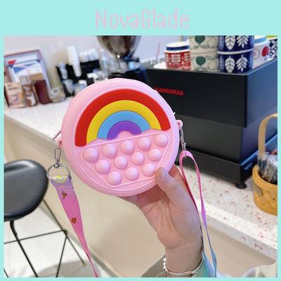 Adorable Silicone Children's Bag Mini Rainbow Crossbody Purse For Kids Unisex