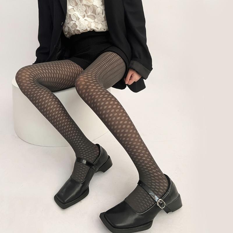 Women Sexy Patterned Tights Hollow Flower Fishnet Stockings Pantyhose Patterned Leggings Net Pantyhose for Party Club