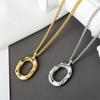 Niche Design Concave-convex Oval Geometric 925 Sterling Silver Jewelry Personality O-shaped Female Pendant Necklaces TYB369