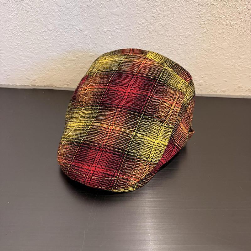 Retro Check Artistic Pattern Cap For Women Winter Fashion Breathable Hat Warm