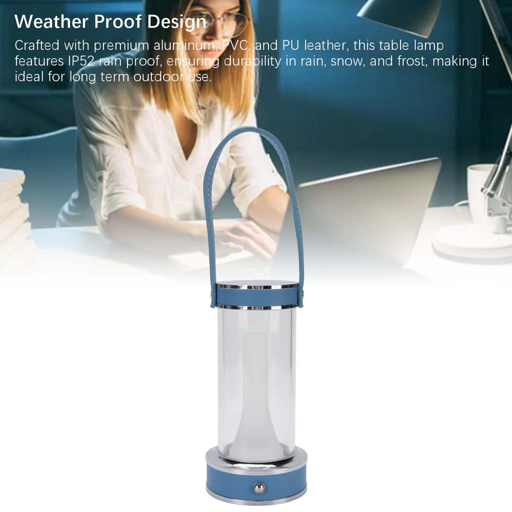 Cordless Table Lamp LED 3 Color Stepless Dimmable Rechargeable Portable Touch Table Lamp with PU Leather Handle for Bedroom Camping