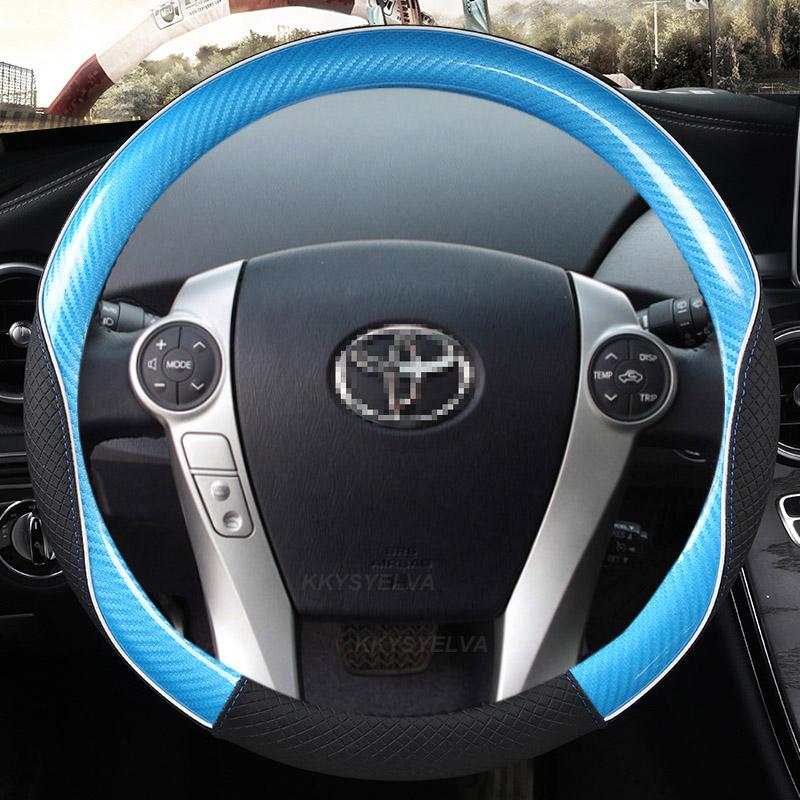 Koolstofvezel + Leer Auto Stuurwielhoes Voor Toyota Prius 30 20 Prius V Prius C Prius Prime Massage Auto Accessoires