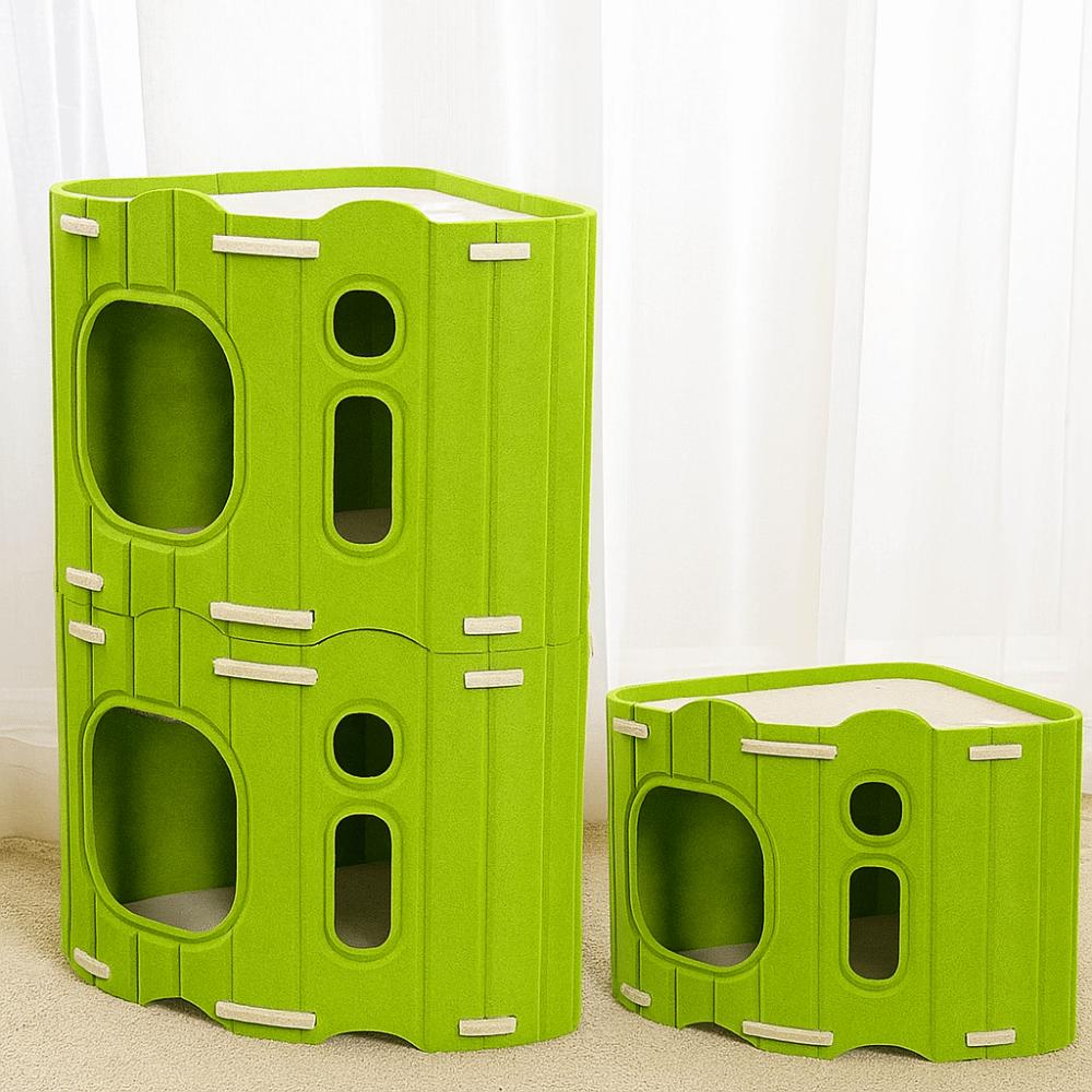 All-in-one Cat House With Holes Multi-layer Cat Climbing Frame Sturdy Corner Design Cat Castle House Cat Furniture