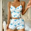 New love print suspender skirt pit striped sweet pure pajamas sexy bow loungewear Europe and America