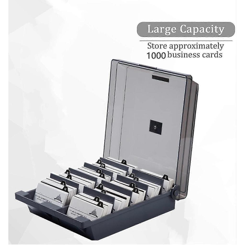 Business Card Box, 1000 Card Capacity Business Card Storage Box With A-z Index