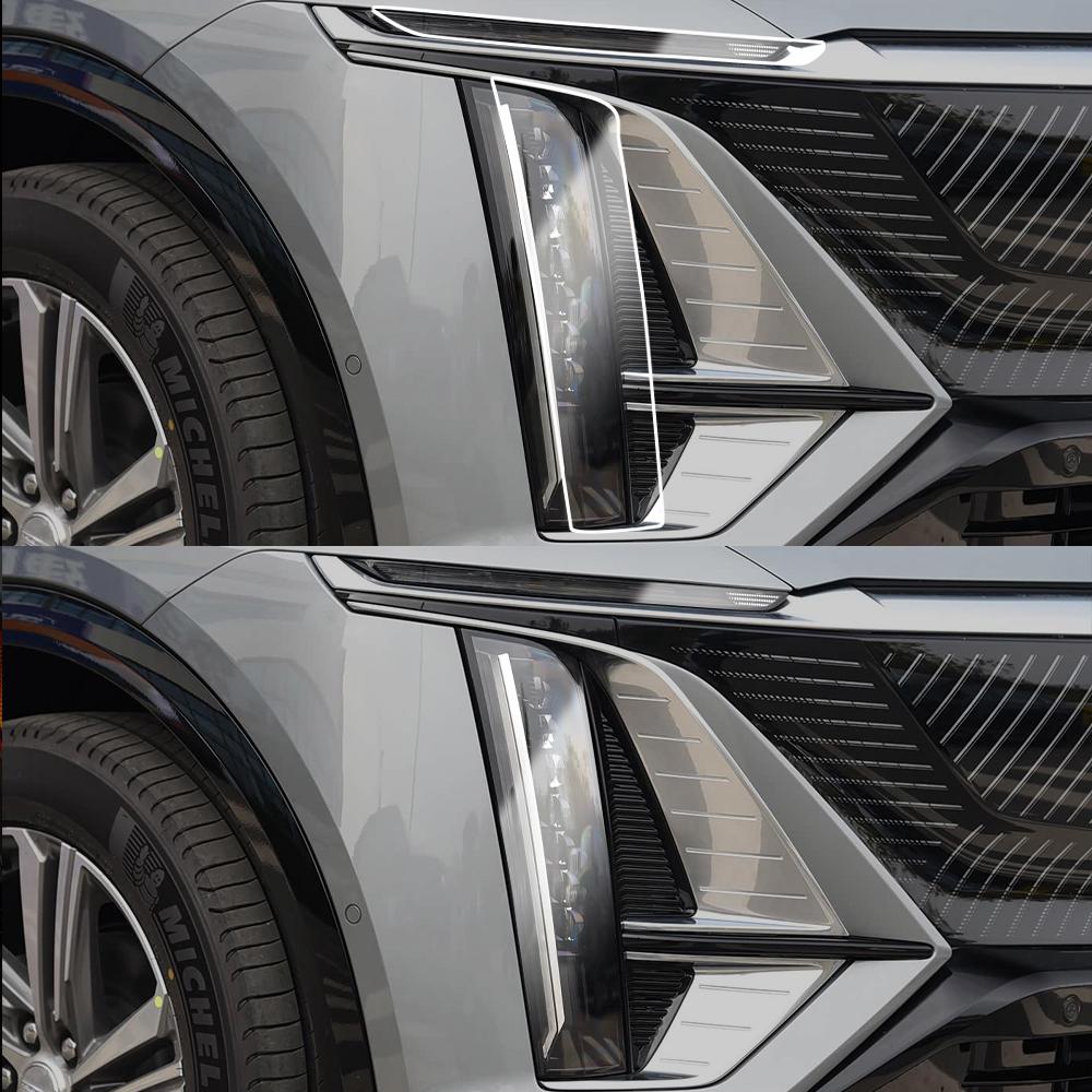 For Cadillac LYRIQ 2022-2026 Smoke Black High-Gloss Pre-Cut Headlight Protection Film TPU PPF Anti-Scratch Car Vinyl Wrap Kit