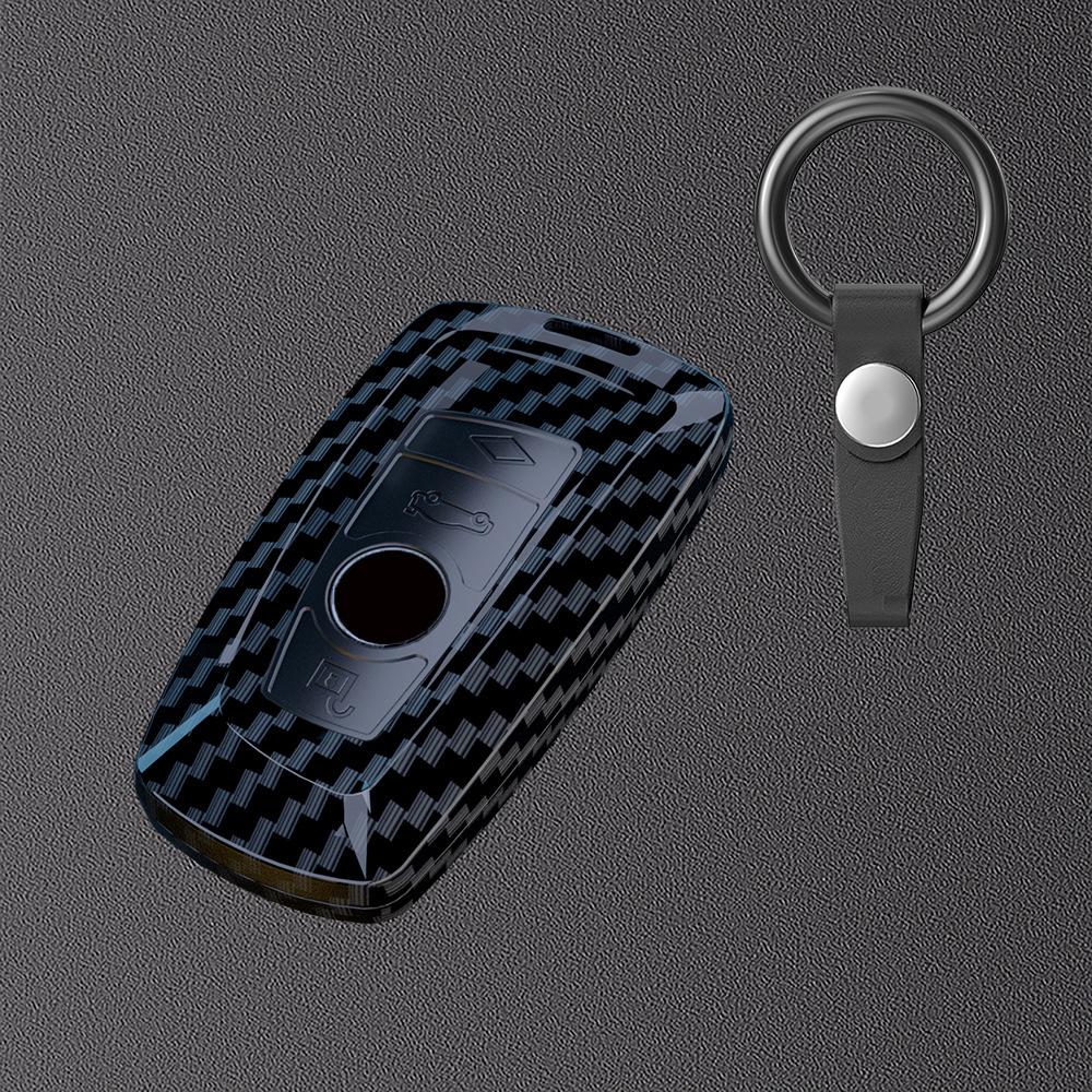 Applicable To BMW X1x3 Carbon Fiber Pattern Key Cover 1 Series 3 Series 5 Series 8 Series 320li Protective Case X5X6 Bag 530 Case Buckle