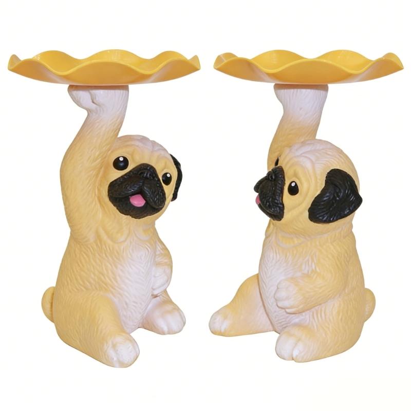 Lovely Dog Statue Key Candy Bowl Dog Statues Figurines Entryway Table Ornament for Office Home Decors New Year Gift