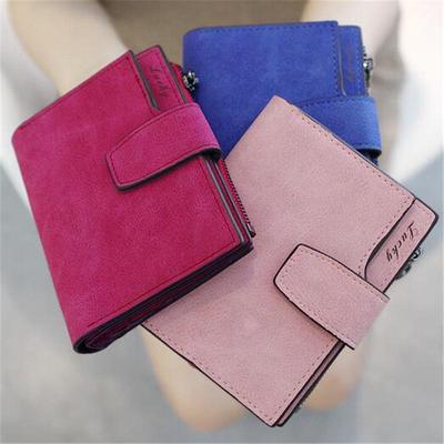 Women Mini Leather Grind Buckle Wallet Card Holder Clutch Wallet Handbag
