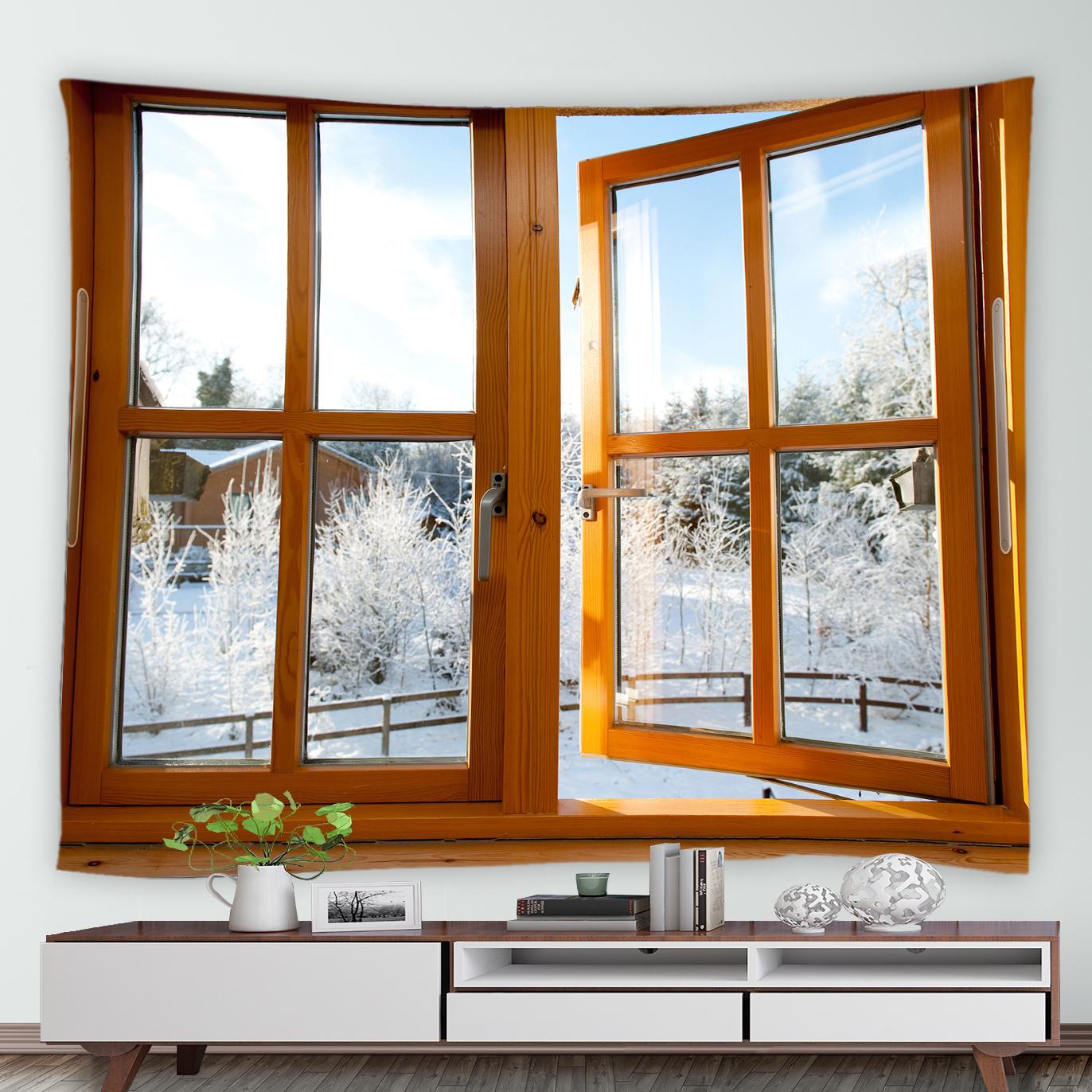 

Зимний белый дерево лес природный пейзаж принт узор гобелен дома гостиная спальня Настенный декор фон ткань гобелен 100x75cm