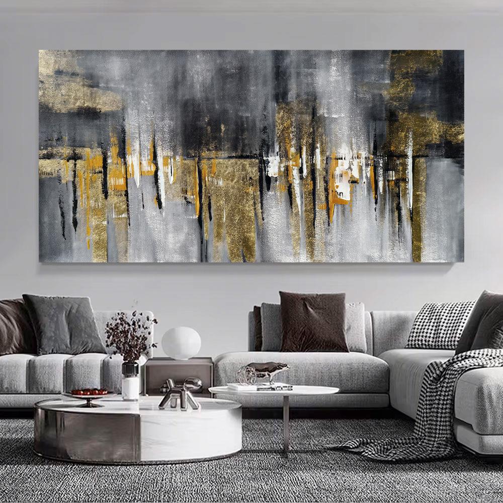 Black And Golden Painted Poster Canvas Painting Modern Abstract Wall Art Decor Luxury Wall Picture For Living Room Sofa Wall Decor
