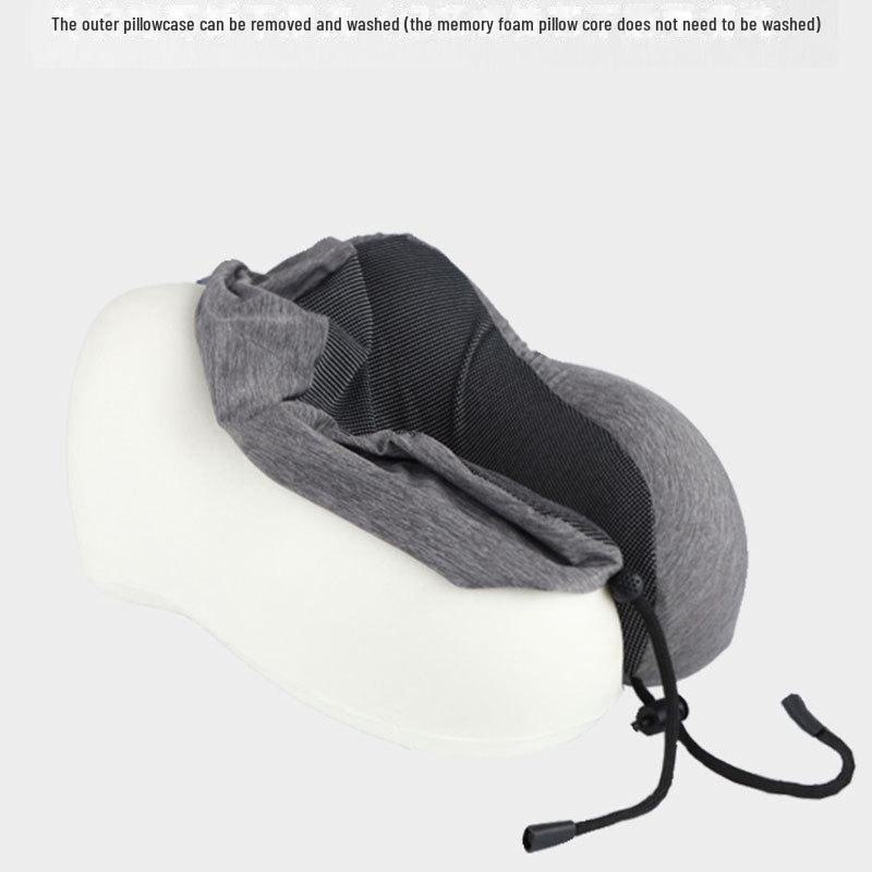 U-Shaped Ice Silk Memory Foam Neck Pillow for Cervical Support and Travel