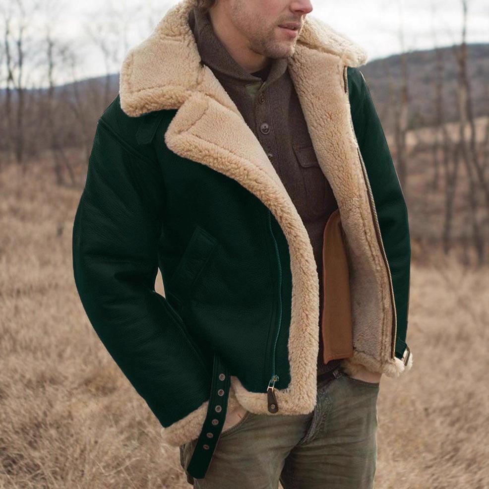 Neue verdickte integrierte Pelz-Herren-Thermojacke Langarm Kunstpelz