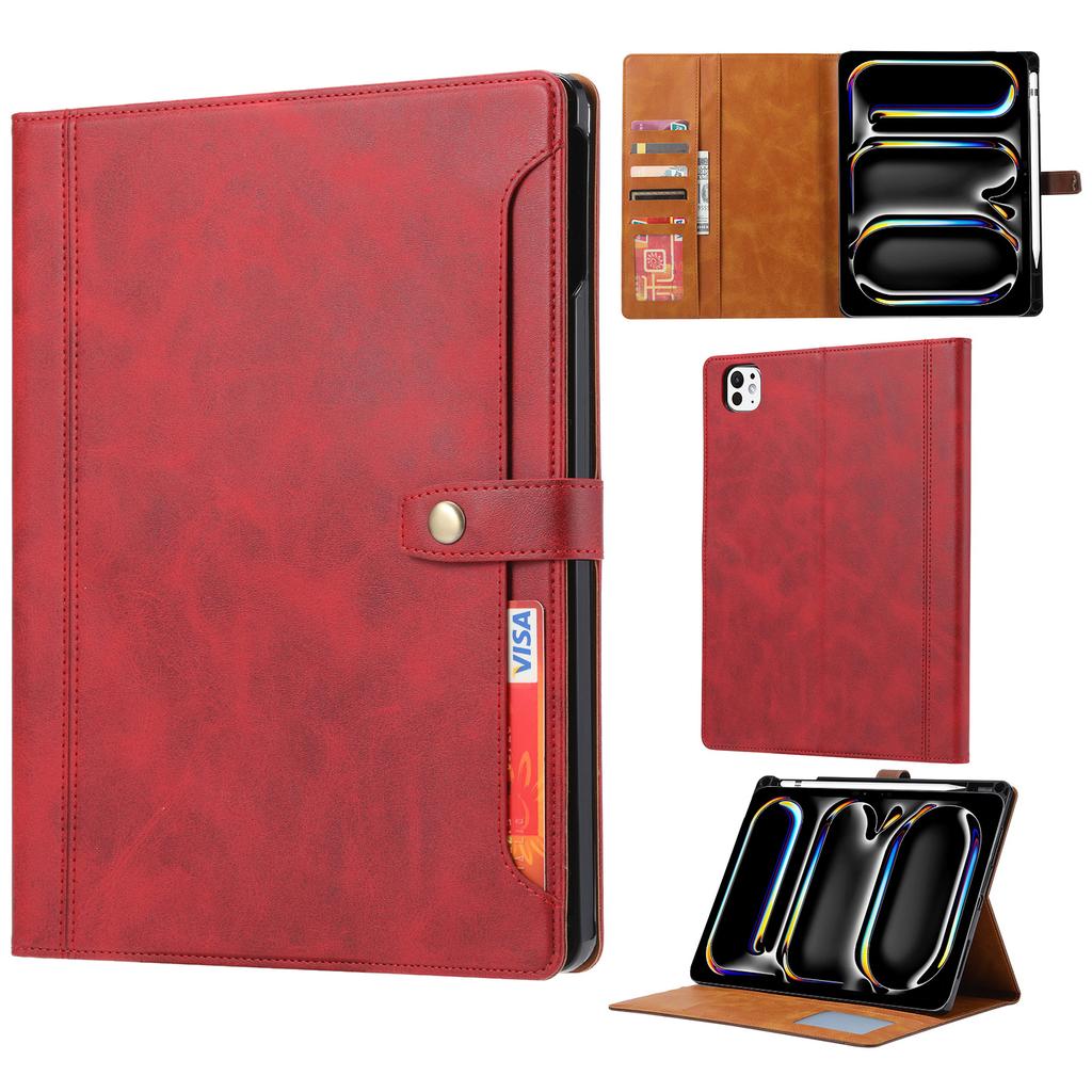 Für iPad Pro 11 (2025)/11 (2024) Hülle Auto Wake/Sleep Leder Brieftasche Tablet-Hülle mit Kartenfach