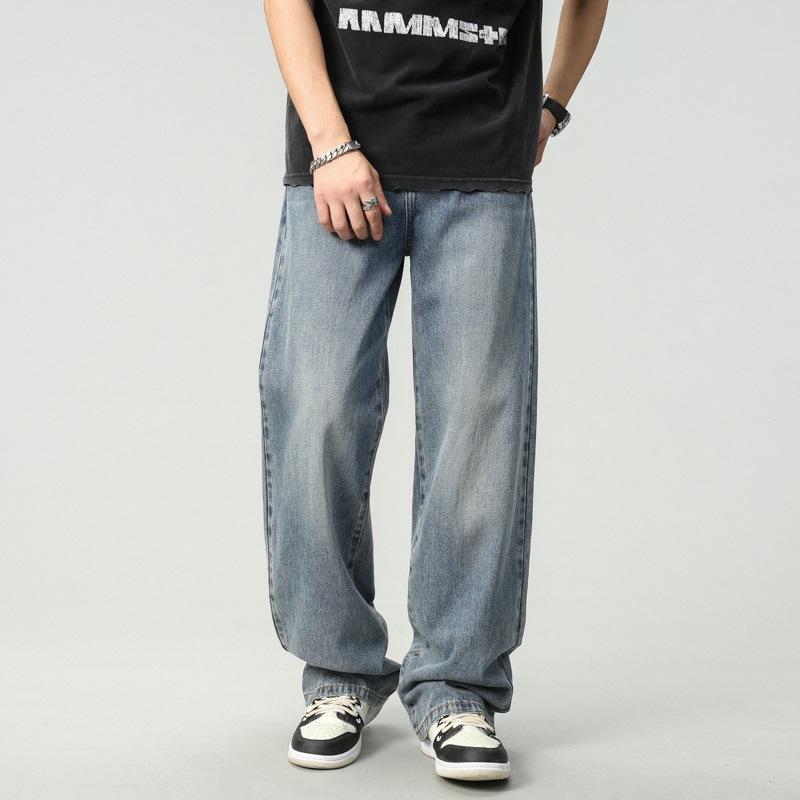 

Американский стиль Старый синий Свободные Прямые Джинсы Брюки Хай-стрит Джинсы Мужские 30 синий