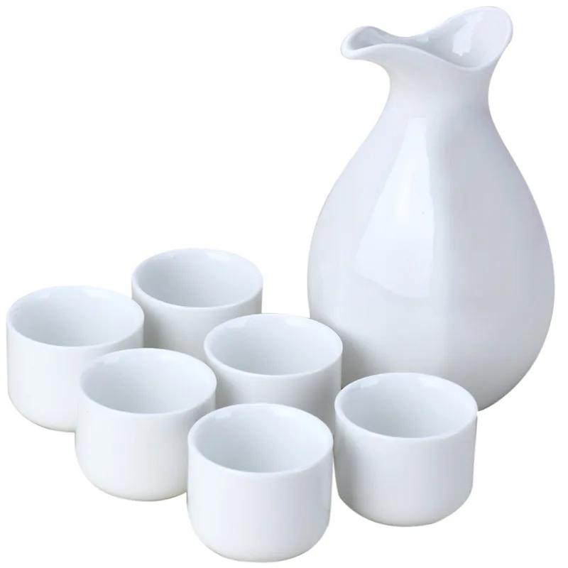

7Pcs/set Ceramics Japanese Style Sake Pot Cups Home Kitchen Sake Dispenser Liquor Cup Drinkware Creative Barware Gifts 2025 New білий