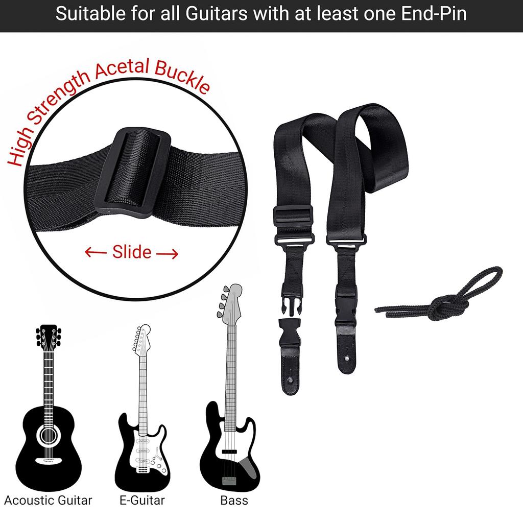 Adjustable Nylon Guitar Shoulder Strap Belt Guitar Strap with Quick Release Clips for Acoustics Electric Bass Guitar
