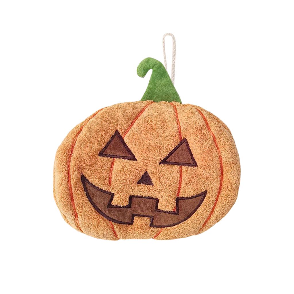 Halloween Pumpkin Hanging Hand Towel, Thick Absorbent Coral Fleece Hanging Hand Towel
